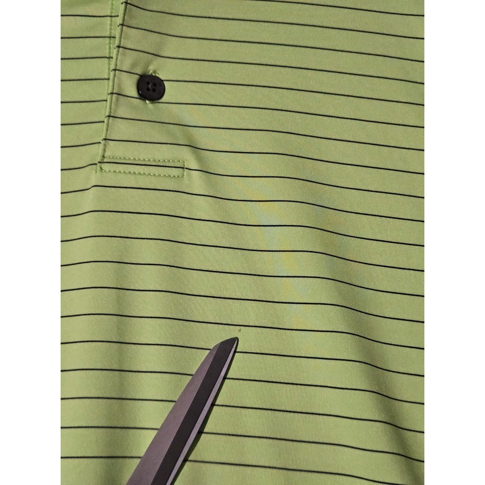 FJ FootJoy Mens Golf Polo Shirt Lime Green Black Stripes Performance XL - Picture 2 of 7